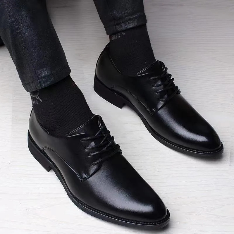 Spring and Autumn British Casual Business Formal Leather Shoes Men Shoes Heightening Single Shoes Casual Shoes Suit 250224