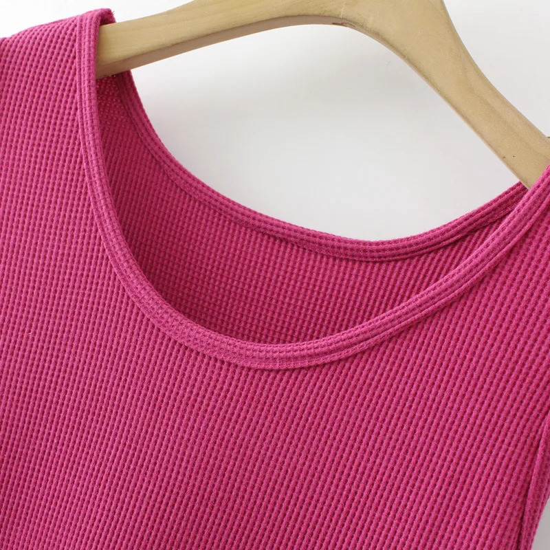 4XL Plus Size Basic Tank Top Women Spring Summer Waffle O-Neck Sleeveless Bottoming Vest Oversize Curve Clothes 250224