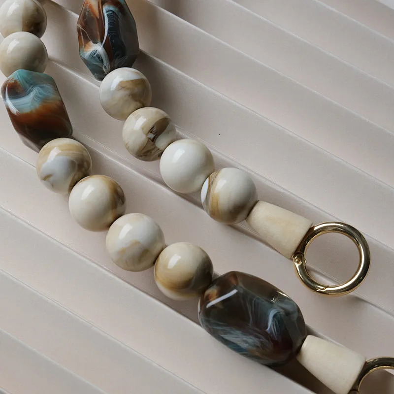 Woman Bag Accessory Green Beige Acrylic Resin Beads Parts Handcrafted Wristband Women Replacement Bag Handle Chain 250318