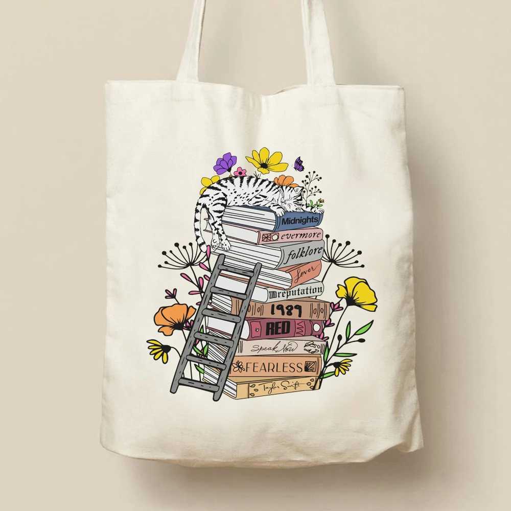 Taylors Version Tote Bag Music Inspired TTPD Album Print Canvas Bag Eras Tour Anti Hero Tote Cute Travel Bag Fashion Handbag Z250224