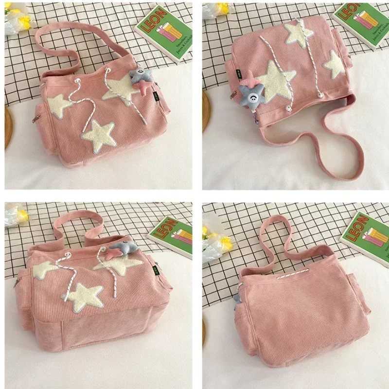 Niche Design Handbag Star Female Student Large Capacity Commuting Tote Corduroy Shoulder Crossbody Bag 2024 New Designer Z250225