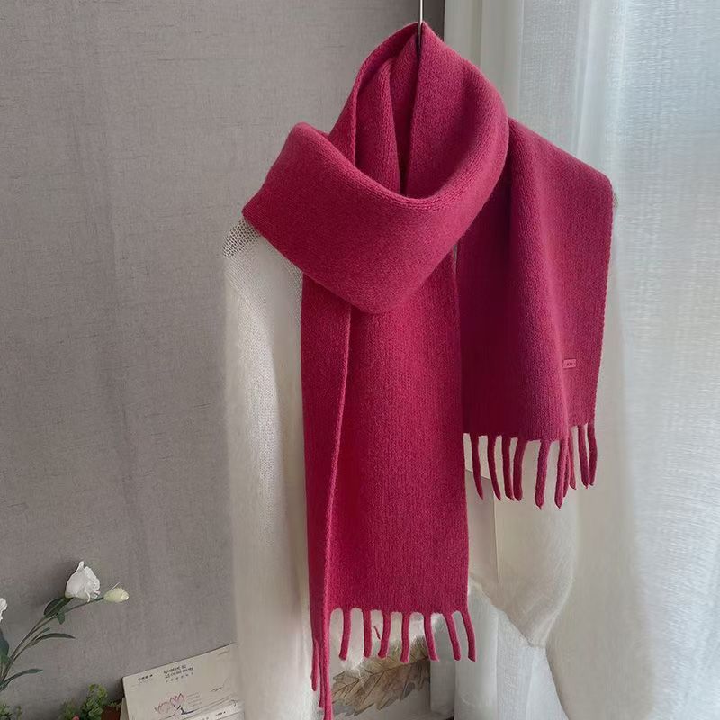 T177 wool tassel scarf simple temperament new knitted neck scarf winter literary female age reduction style