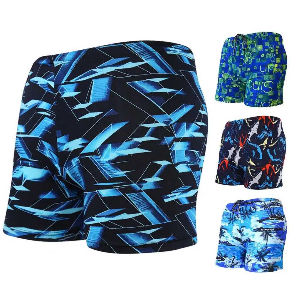 Mens Swimming Trunks Colorful Print Quick Dry Slim Fit Swimming Trunks Mens Surf Beachwear Mens Swimwear Fashion Printed SwimsuitXJ250224