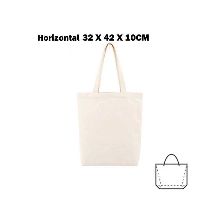 Reusable and Foldable Shoulder Bag Environmentally Friendly for Women Made of Large Cotton Fabric Canvas Handbag Used as a Market Shopping Bag Blank Z