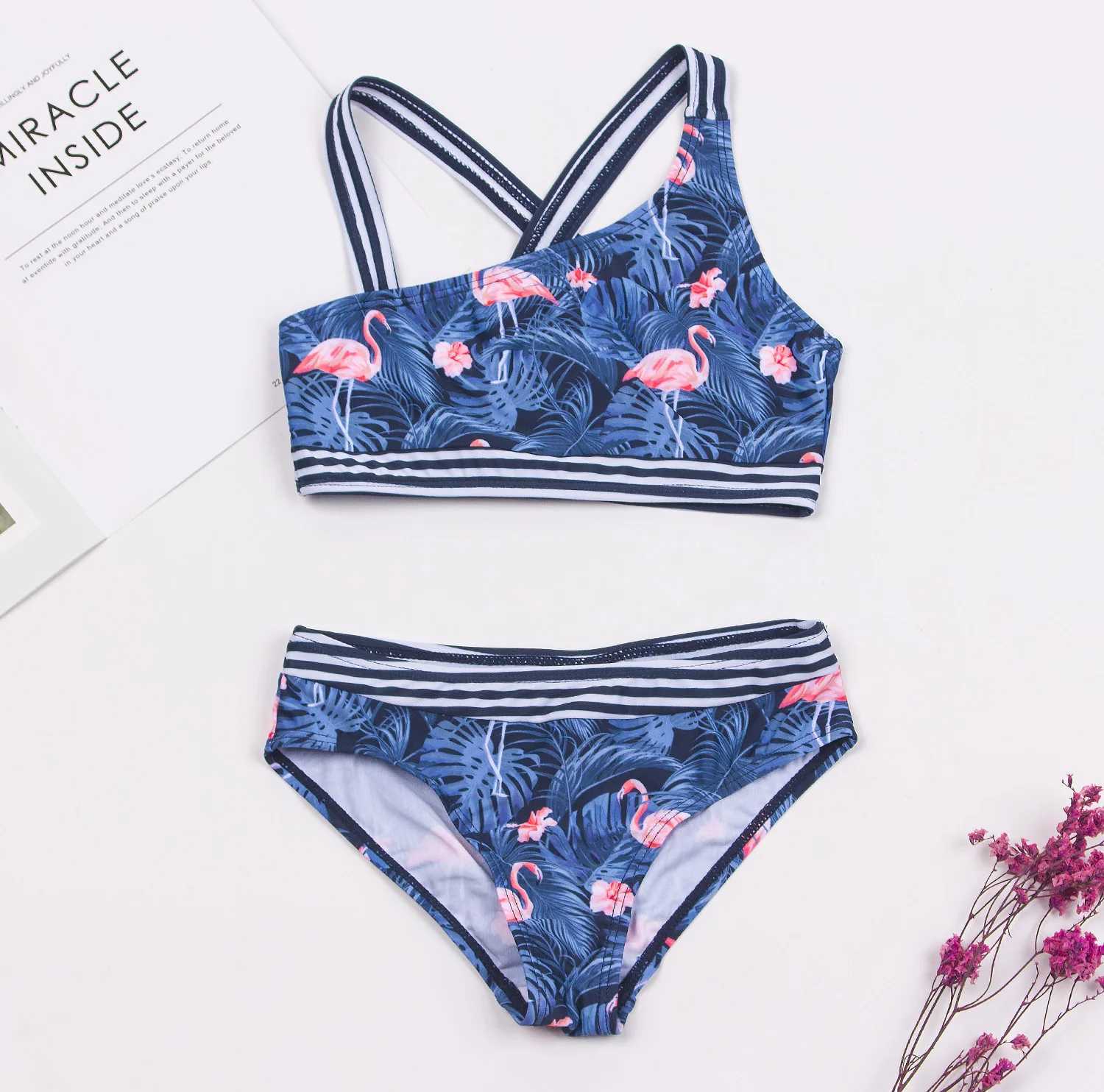 Multi style childrens bikini set 2025 new printing girls childrens swimsuit summer childrens Biquini baby swimsuit A369 X250224