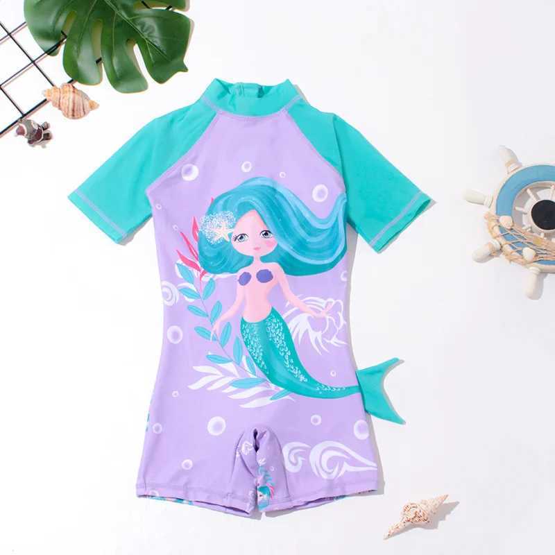 Childrens swimming costume girls one-piece mermaid swimsuit cartoon baby quick drying one-piece swimsuit X250224