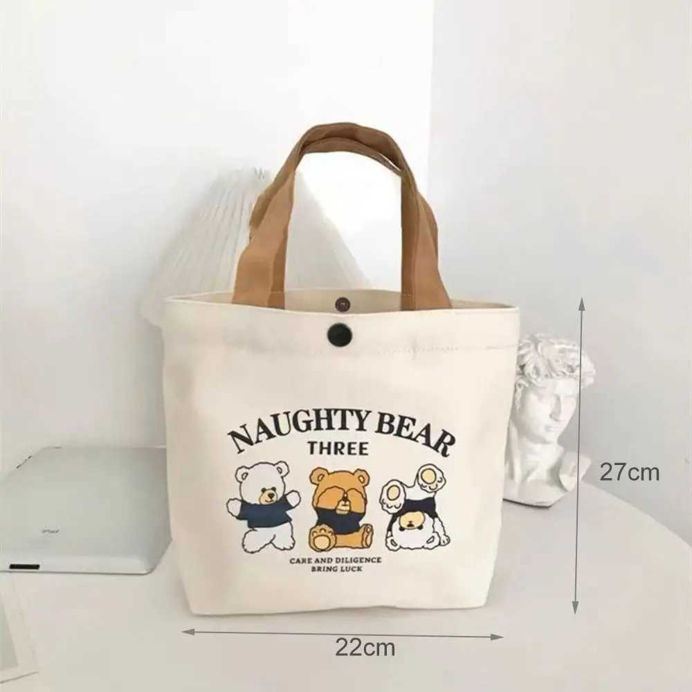 Cute Peach Canvas Tote Bag Cartoon Canvas Mini Handbags Big Capacity Lunch Bag Women Z250224