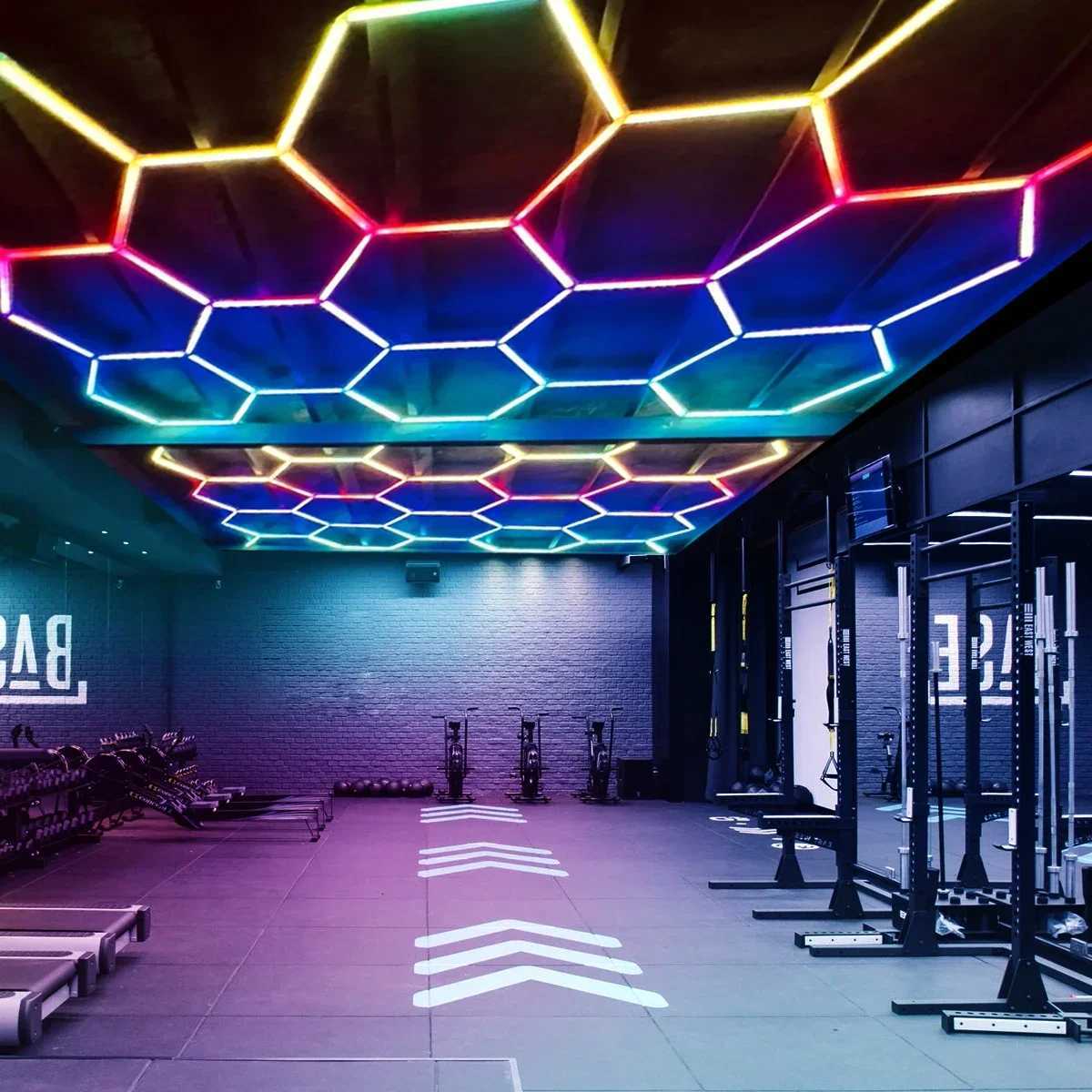Cutomized Hexagon LED garage light RGB pendant light with adjustable color changes multi-mode gaming wall panel room decoration store X250225