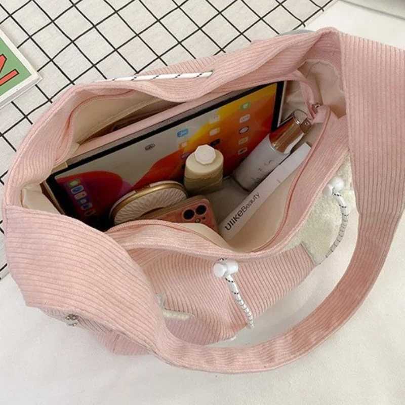 Niche Design Handbag Star Female Student Large Capacity Commuting Tote Corduroy Shoulder Crossbody Bag 2024 New Designer Z250225