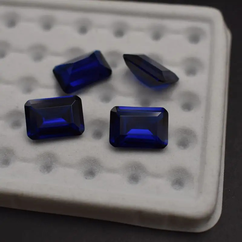 Pretty Sapphire Emerald Cut VVS Loose Gemstones Pass Tested Blue Sapphire for Jewelry Accessories and Collections DIY Gems 250222