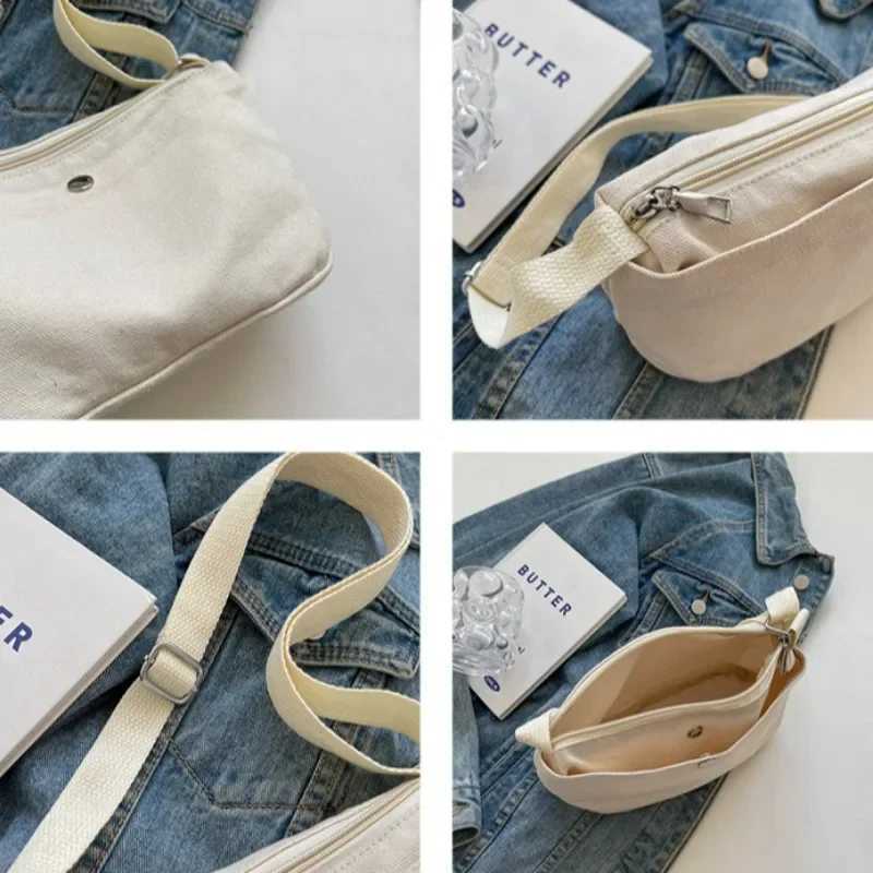 Small Canvas Womens Black Shoulder Cross Bag Female Messenger Bag Y2K Eco Korean Shopper Student Handbags Side Bag Book Z250225