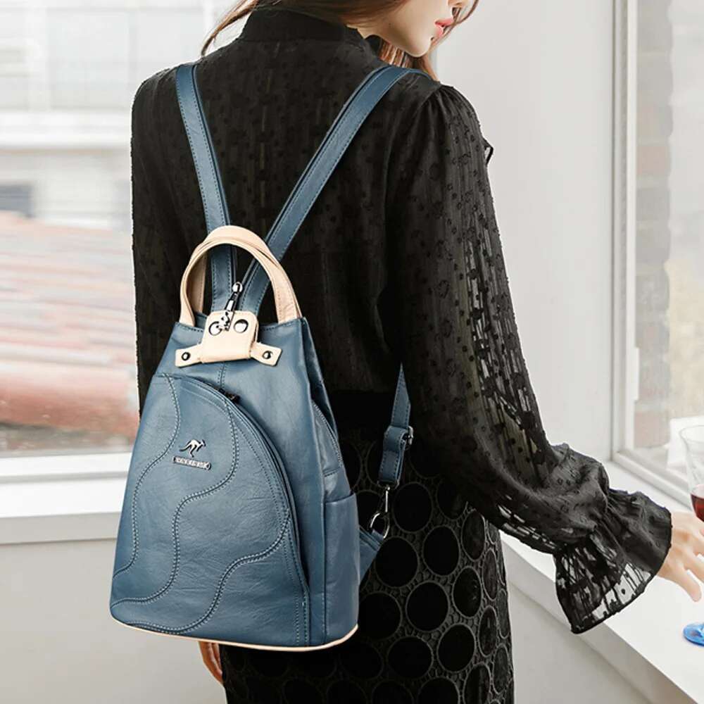 High Quality Leather Women Large Capacity School Bags For Teenage Girls Anti-Theft Travel Backpack Shoulder Bag Mochila