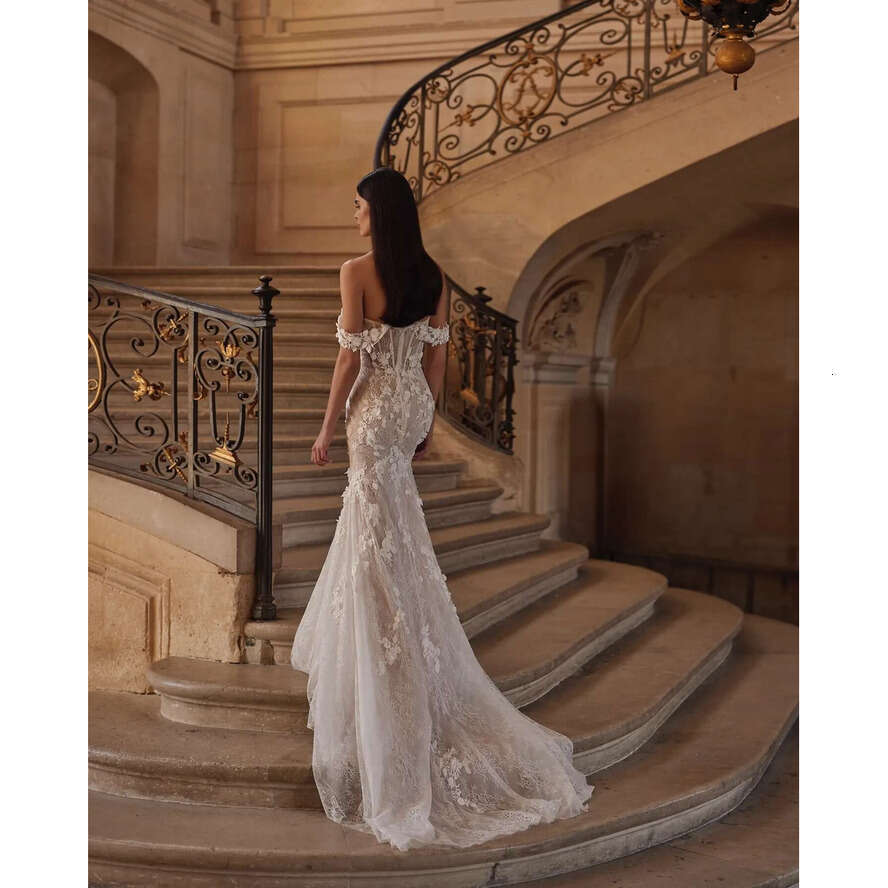 Milla Nova Lace Mermaid Dresses Bridal Gowns Off Shoulder Appliqued Wedding Dress Plus Size Bone Bodice Backless Vestidos De Novia