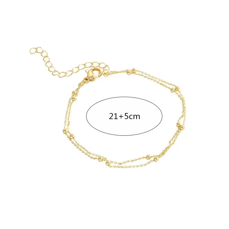 Trendy Double Layers Small Round Beads Bracelet Womens Hand Bracelets Gold Color Chain Simple Female Ball Jewelry 250213