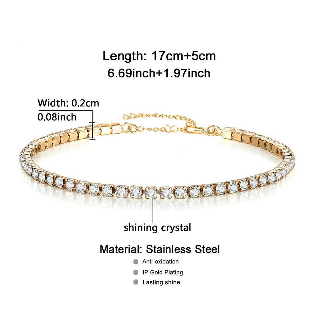 Minimalist Stainless Steel Crystal Tennis Bracelets For Woman Girls Simple Rhinestone Crystal Chain Bracelet Fashion JewelryXJ250225