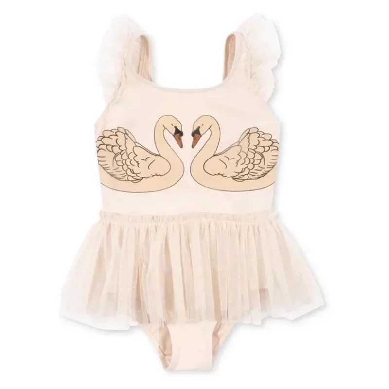 Baby Girls Swimwear Swan Sunscreen Swimsuit Girl Swimwears Cherry Swimming Bikini One-pieces Kids Swimsuits X250224