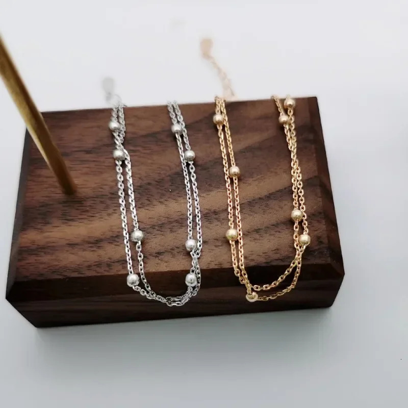 Trendy Double Layers Small Round Beads Bracelet Womens Hand Bracelets Gold Color Chain Simple Female Ball Jewelry 250213