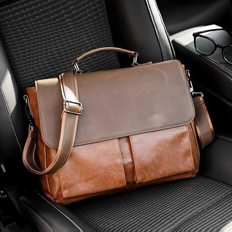 messenger bag mens handbag fashionable business briefcase mens messenger bag large capacity laptop crossover bag Z250225