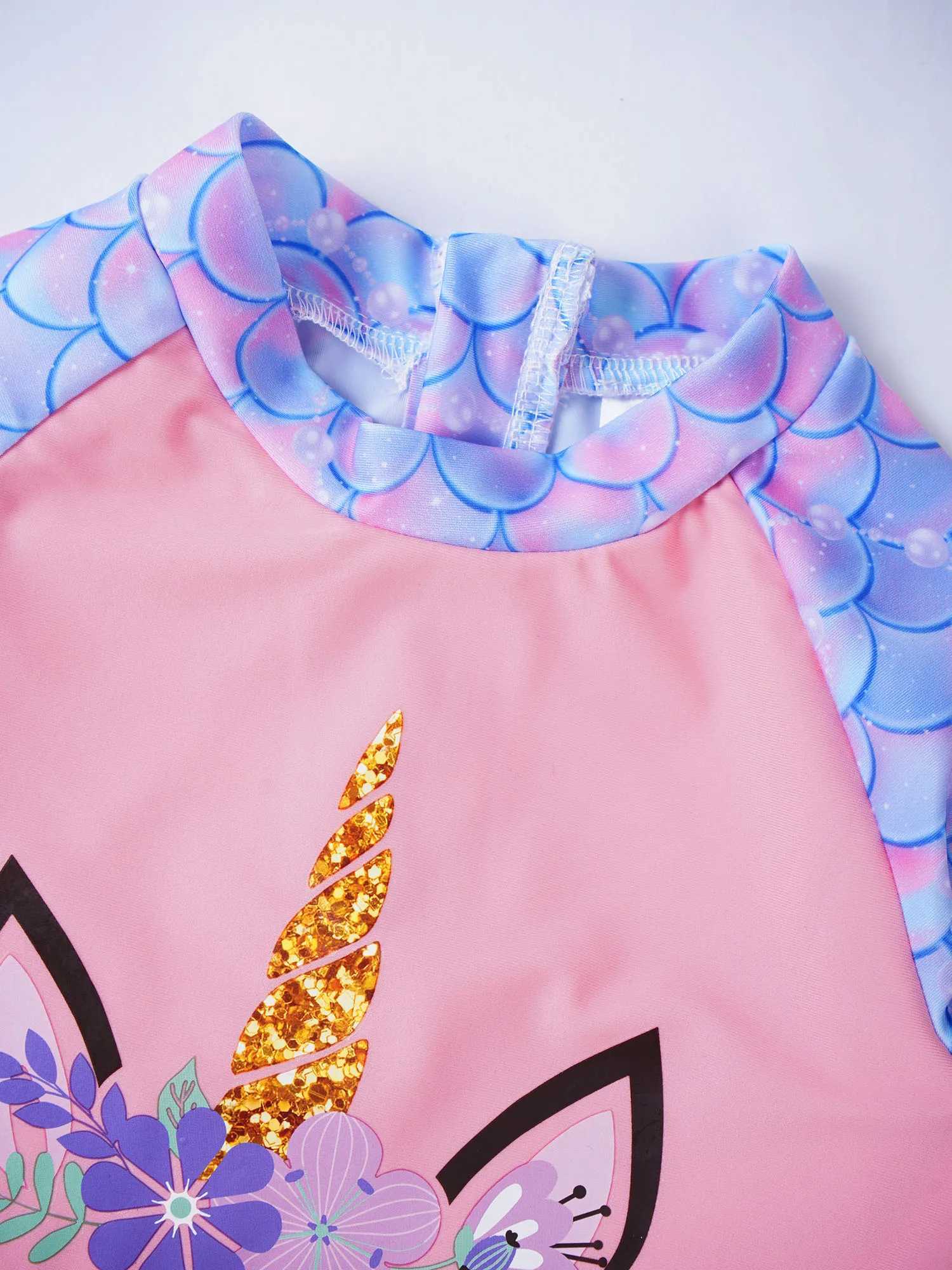 Girls Summer Printed Swimsuits Children Toddler Long Sleeve Tops Briefs Bikini Set Bathing Suits Beachwear Swimwear 4-16 Years X250224