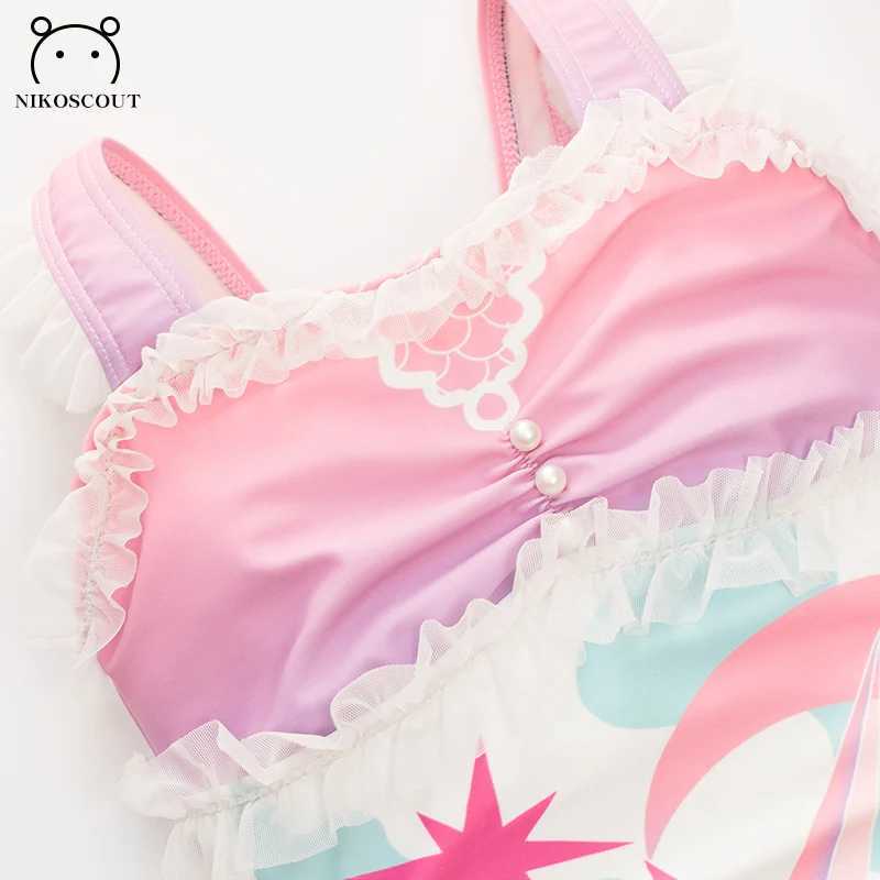 Baby Swimsuit Mermaid Tail Baby Girl One-Piece Princess Childrens Swimsuit Dopamine Children Girl Sweet X250224