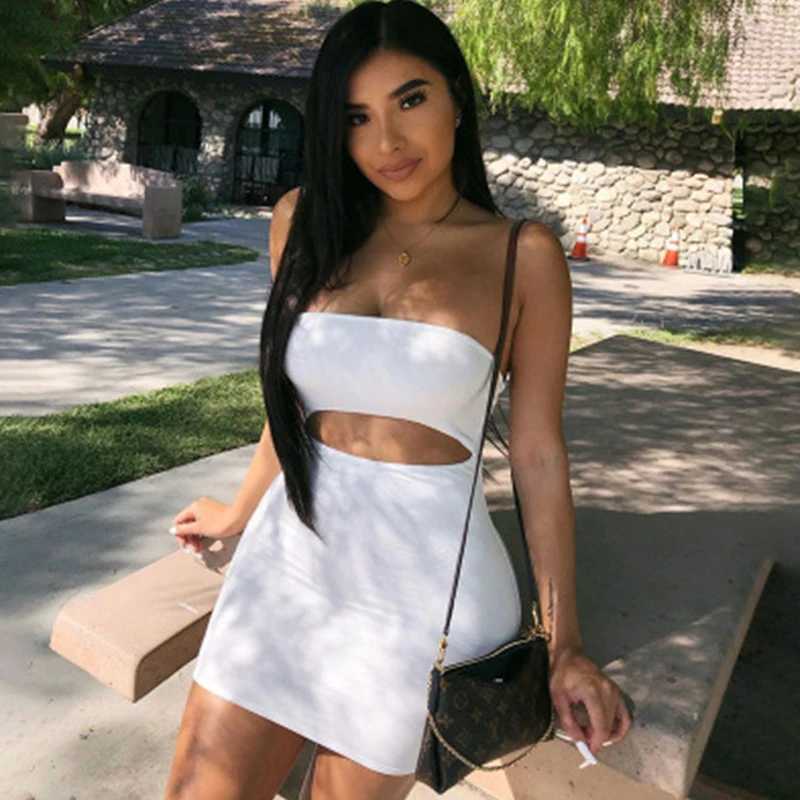 Women Sexy Dress Summer Sundress Fe Party Dress Casual Hollow bag hip tube top strapless sveless slim dress Halter DressXJ250224