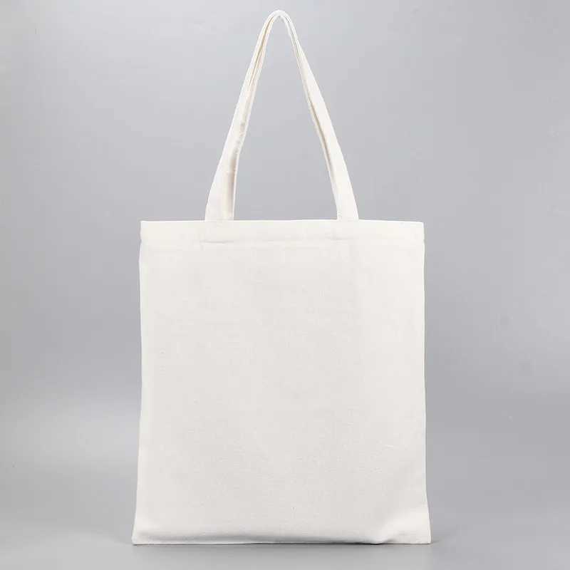 5 Pcs Large Unisex Eco-Friendly Reusable Shopping Bags Foldable Cotton Canvas Tote Handbags Blank Design for Customizable Z250224