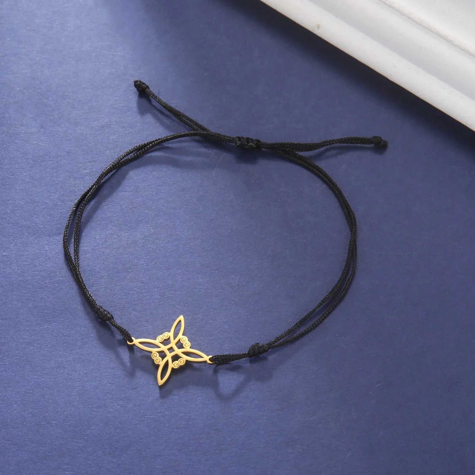 Womens Stainless Steel Charm Bracelet Womens Stainless Steel Charm Bracelet Red Black Wax Rope Bead Witchcraft Handicraft Jewelry Talisman GiftXJ25022