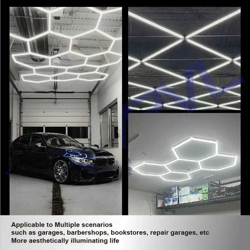 Cutomized Hexagon LED garage light RGB pendant light with adjustable color changes multi-mode gaming wall panel room decoration store X250225
