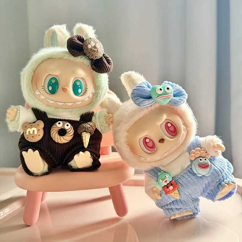 17cm labubu clothes outfit Plush doll clothes sweet tube big mouth fish strap pants Macaron Cute Clothing DIY Kid GiftT250225