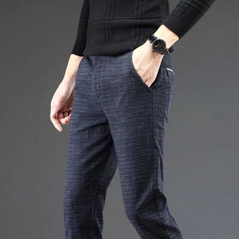 Mens casual pants cotton fashion pants overalls business brand straight pants all day matching W250225