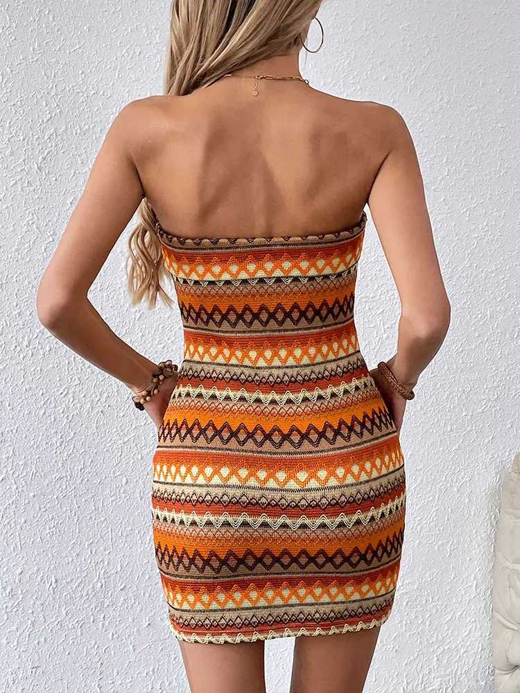 lticolor New Dresses Women Summer Fashion Lace-up Casual Slim Dress Sexy Off Shoulder Backless Lady Casual Slim Ele DressXJ250224