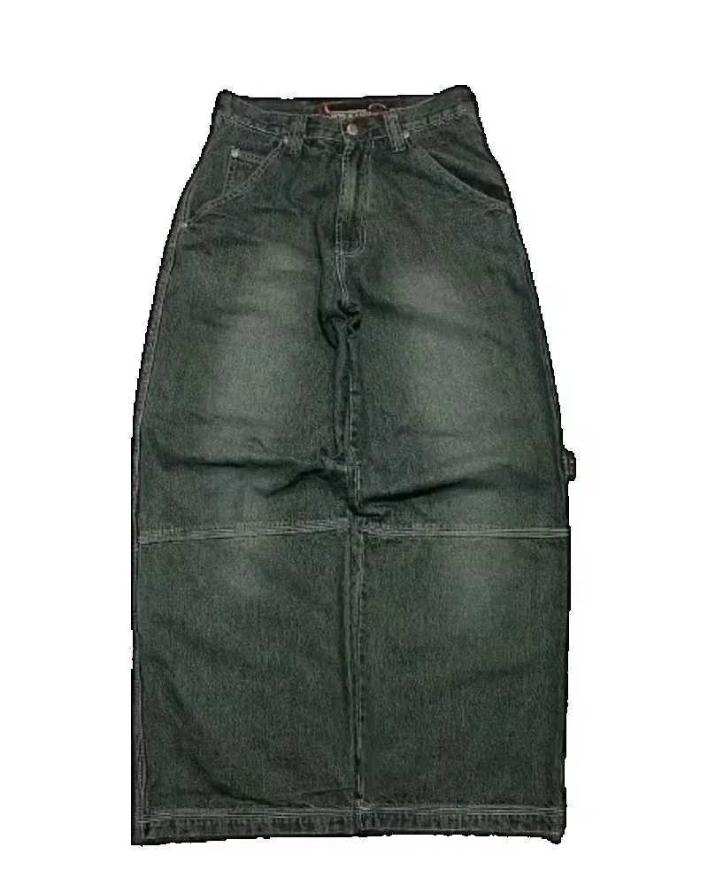 Men's Jeans Vintage Popular American New Letter Embroidered Pocket Jeans Men Y2K Gothic Hip Hop Popular Casual Wild Punk Wide-leg Pants z250225