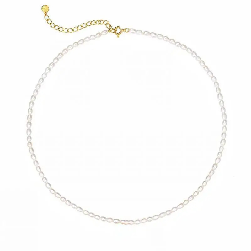 Retro 5mm White Freshwater Pearl Choker Stainless Steel Necklace Baroque Natural Female Beads Fine Accessories Women Gifts 250222