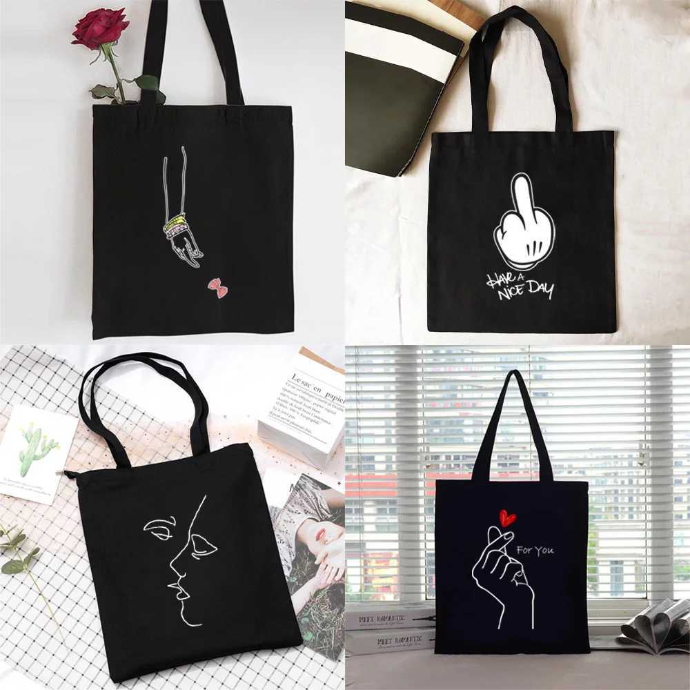 Shopping Bag Women Handbag Shoulder Bag Ladies Shopper Canvas Bag Commute Large Capacity School Tote Bag White Picture Print Z250224