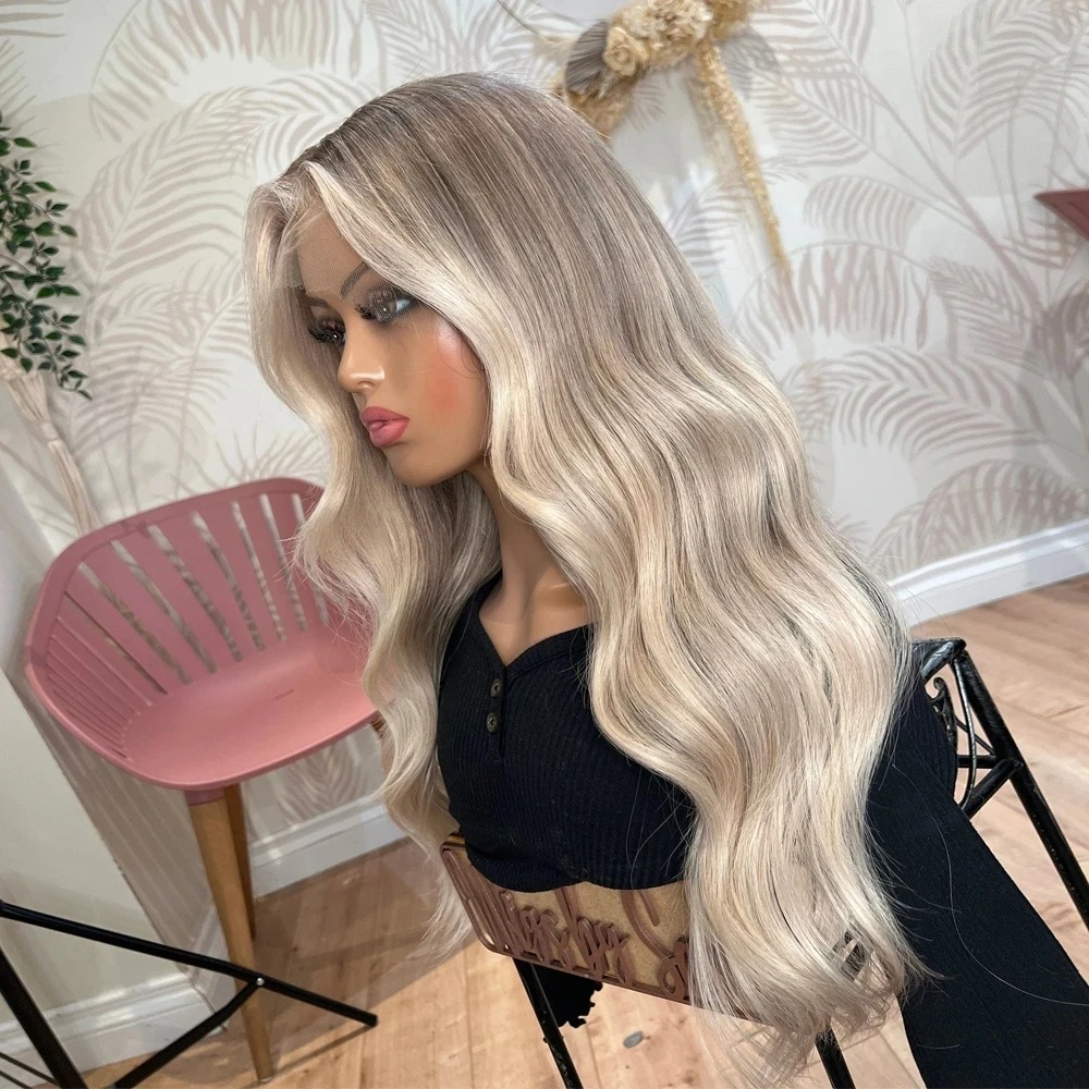 250 Density Brazilian Body Wave 13x6 HD Lace Front Wigs Human Hair 30 Inch Ombre Blonde Water Wave 13x4 Lace Frontal Wig for Women Ready To Wear