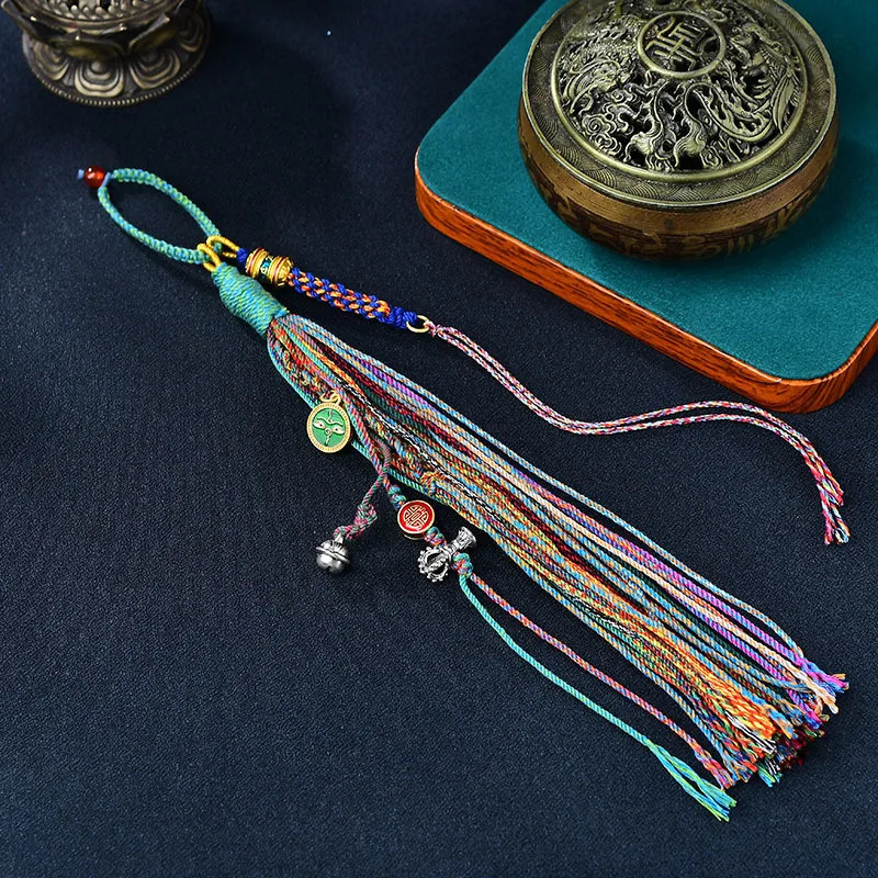 Hand-woven Pendant Lanyard Color Bag hanging Tangkazakilam Male Female Ethnic Style Retro Match Key Chain Car Pendant Accessory 250224