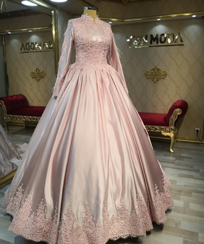 Elegant Pink Arabic Evening Dress With Feather Fantasy Muslimah Prom Dress 2025 Abaya Dubai Paskistani Engagement Robes De Soiree vestido de gala noch