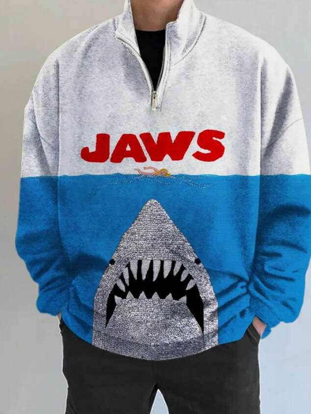 Autumn/Winter New Men's Casual Stand up Collar Zipper 3D Digital Printed Top