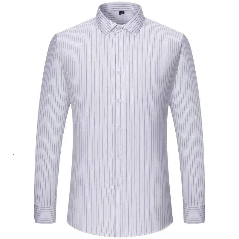 Bamboo Fiber Mens Striped Shirt Long Sleeve Antiwrinkle Nonironing Formal Soft Fashion Casual Business Office Social Shirts 250222