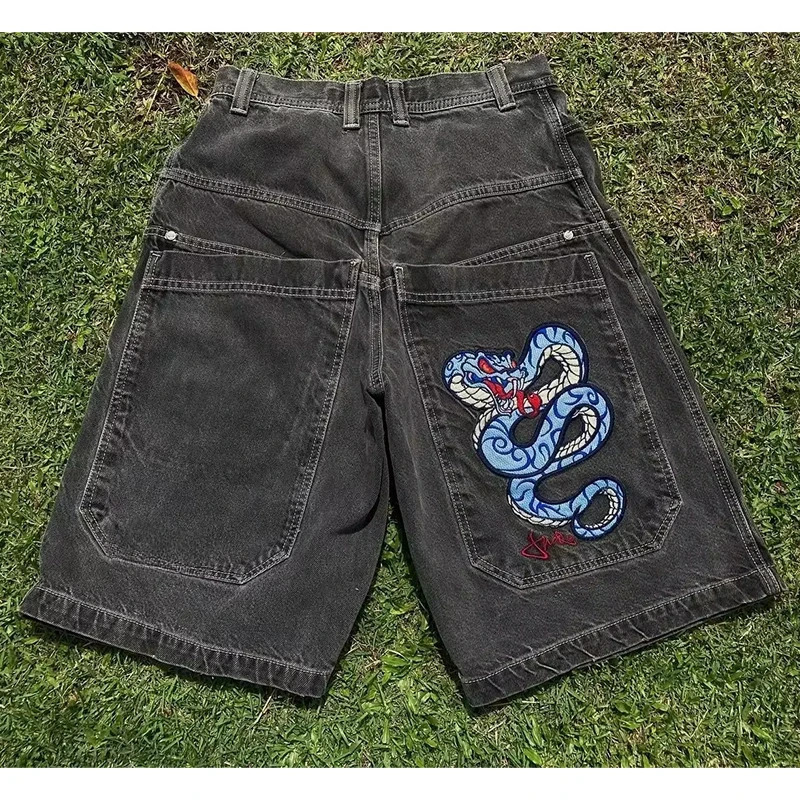 Y2K Baggy Shorts Gothic American Pocket printing Denim Gym Shorts 2000s vintage Streetwear Hip Hop Men Women Shorts 250225