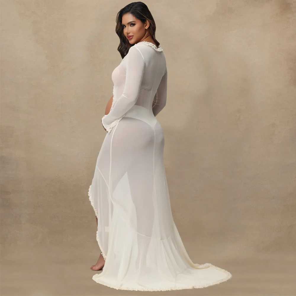 Pregnant womens photography set with long sleeves and pleated edges showcasing the abdomen baby shower dress pregnant womens clothing photography part