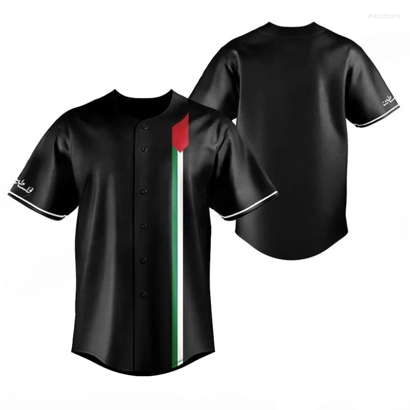 Men's Casual Shirts Palestine Baseball Jersey T-Shirt Adults and Kids Light Luxury Digital Printed Football Jersey Men's Palestine Flag T-Sh