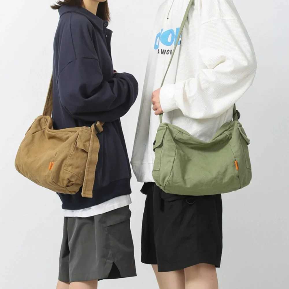 Female Canvas Fabric Hobo Soft Slouchy Shoulder Bag Y2K Student Leisure Medium Size School Book Laptop Pouch Messenger Side Bag Z250225