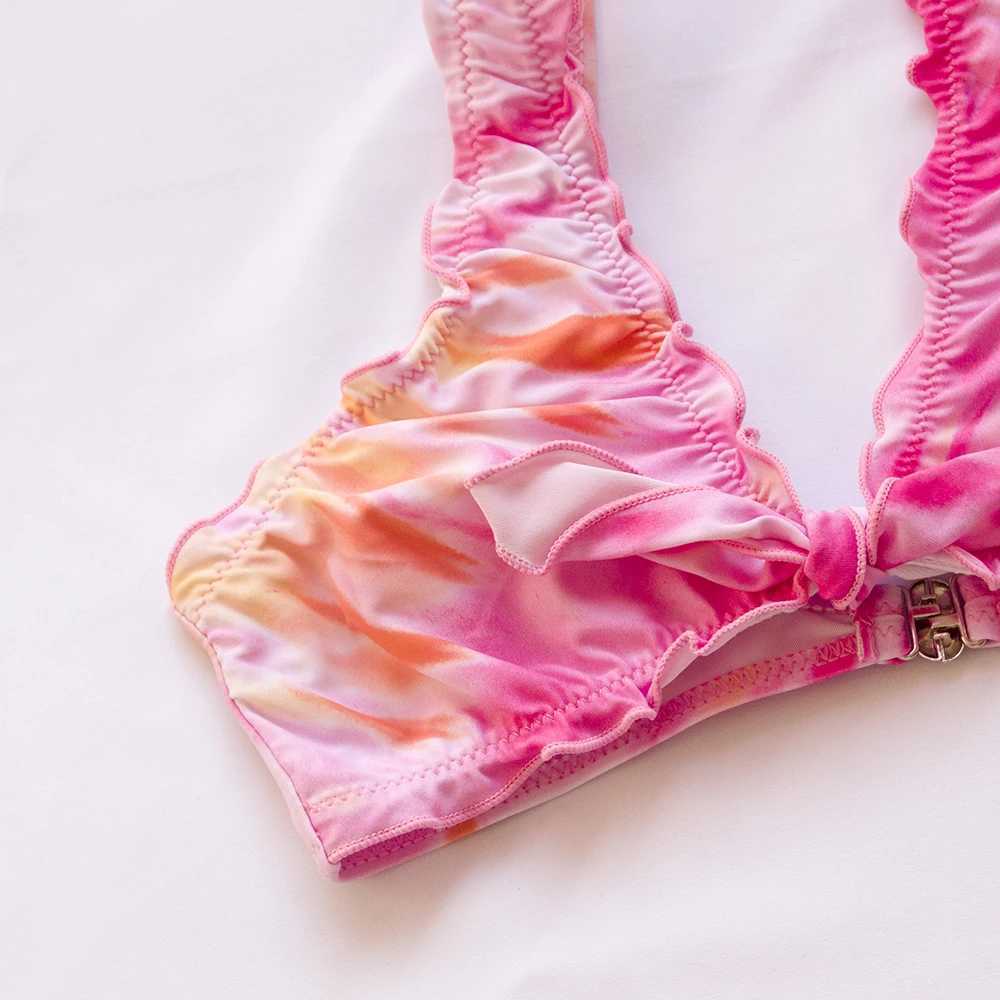 Gradient Kids Girls Bikini Set 2024 Tie Dye Girls Kids Swimwear Swimming Suit Summer Children Biquini Infantil Swimsuit A244 X250224