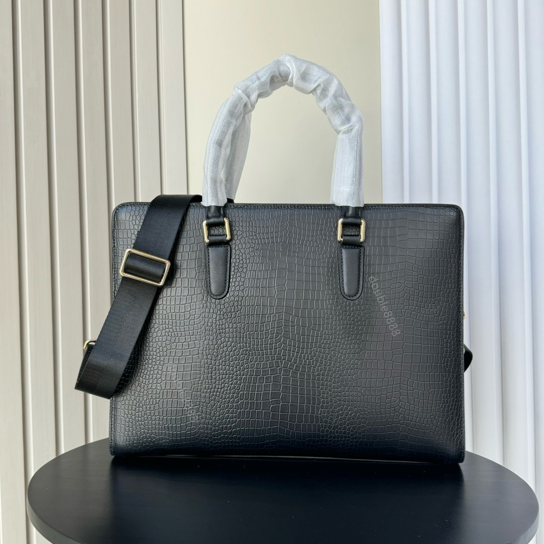 designer cowhide briefcase for man crossbody business office Messenger bag Alligator Pattern leather large capacity solid color handbag Document bag Laptop bag