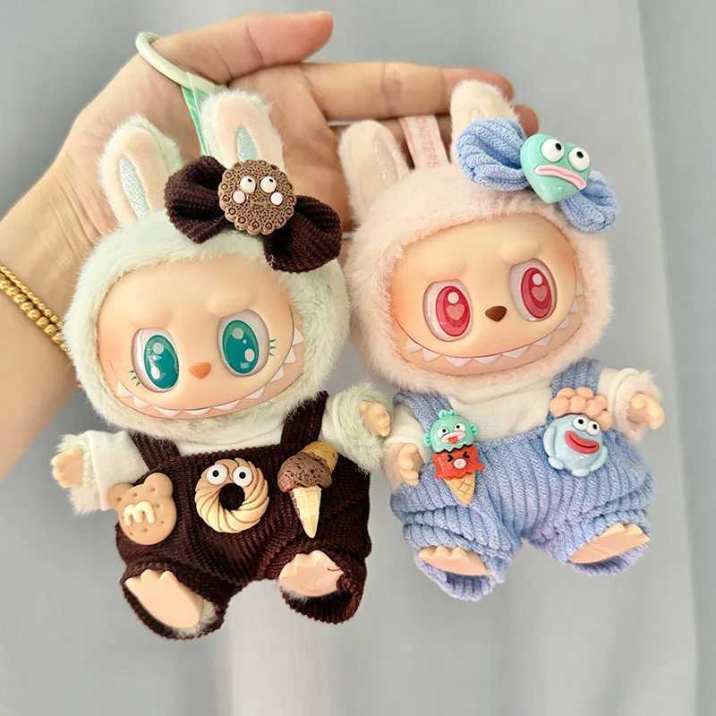17cm labubu clothes outfit Plush doll clothes sweet tube big mouth fish strap pants Macaron Cute Clothing DIY Kid GiftT250225