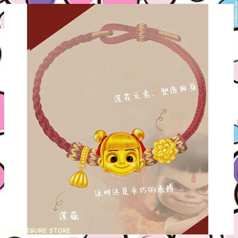 Cute Exprion Bead Nezha 2 Handmade Woven Rope Fashionable Metal Nezha Chain Accories Couple Bracelet Kids Gifts CustomXJ250225