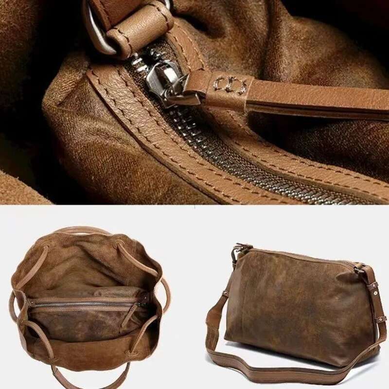2024 New Lazy Bucket Niche Large Capacity Women's Bag Single Shoulder Diagonal Cross Commuting Retro Women