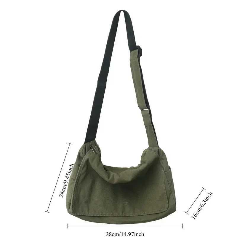 Large Capacity Canvas Womens Messenger Bag Vintage Handbag Canvas Teenager Shoulder Tote Bags Casual Handbag Crossbody Handbags Z250225
