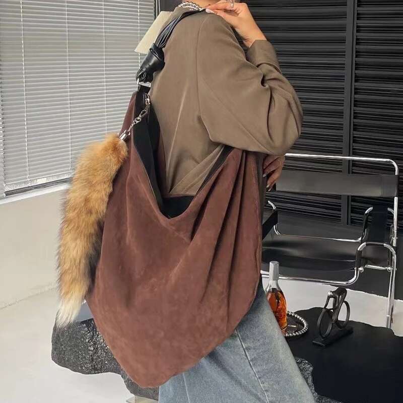 England Style Large Capacity Hobos Slim Bags For Women Designer Handbags Purses 2024 New In Faux Suede Underarm Shoulder